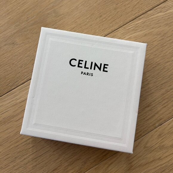 CELINE Scrunchie Triomphe Bracelet in Blue and White Silk and Gold Finish - Picture 2 of 5